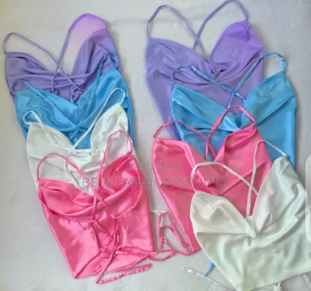 Luxury Silk Satin Backless Crop Tops - 3 Styles - 1
