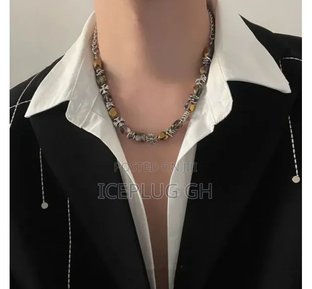 Beaded Cross Pendant Necklace - 1