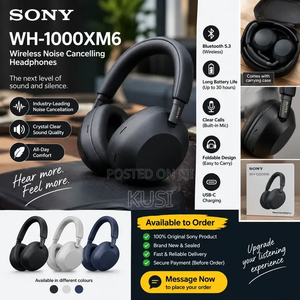 Sony WH-1000XM6 Wireless Noise Canceling Headphones - 1