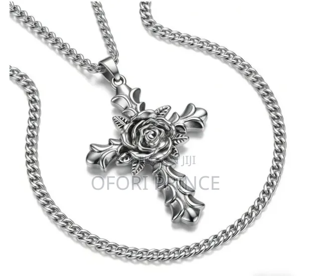Stylish Cross Rose Necklace - 1