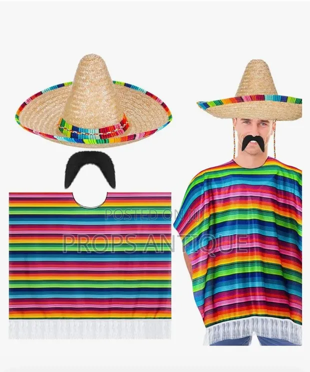 Mexican Serape Poncho Costume - 1