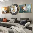 3-Piece Geometric Wall Clock and Glass Art Set - 1