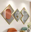 3-Piece Geometric Wall Clock and Glass Art Set - 2