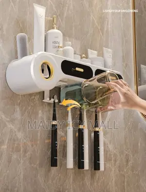 Wall-Mounted Toothpaste and Brush Holder with Dispenser