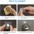 12 Pack Heavy Duty Self Adhesive Hooks Transparent Waterproof - 3