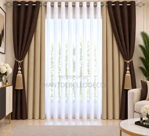 Blackout Curtains with White Voile - Two Colours