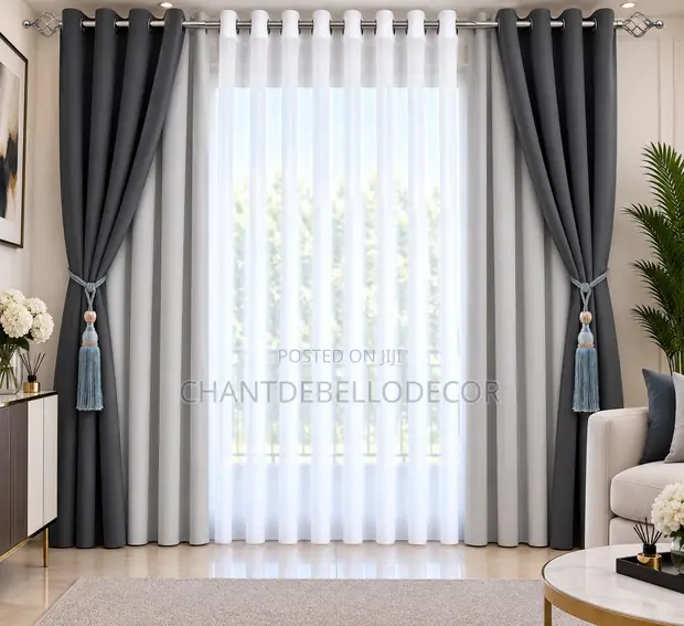 Blackout & Voile Curtain Combination - Gh₵300 Per Pair - 1