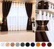 Premium Blackout Curtains with Voile - Coffee Brown & White - 3