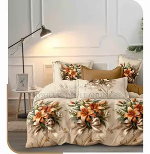 Beautiful Beige Flowered Queen Size Duvet Set