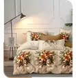 Beautiful Beige Flowered Queen Size Duvet Set - 1