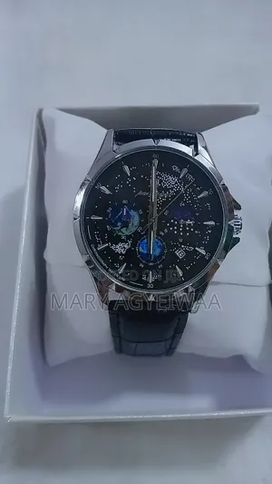 POEDAGAR Men's Luxury Leather Strap Watch