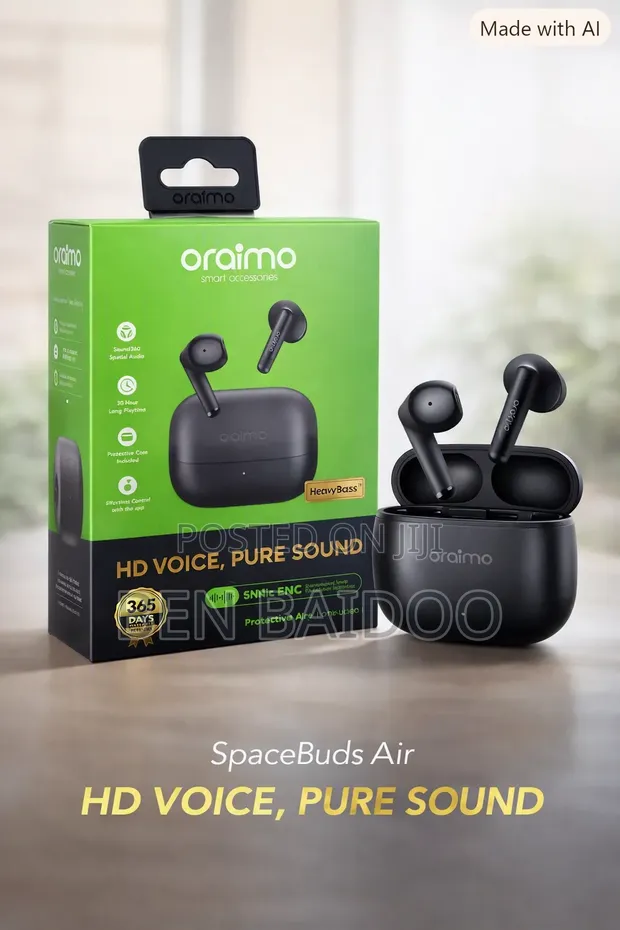 Oraimo Spacebuds Air Wireless Earbuds - Black - 1
