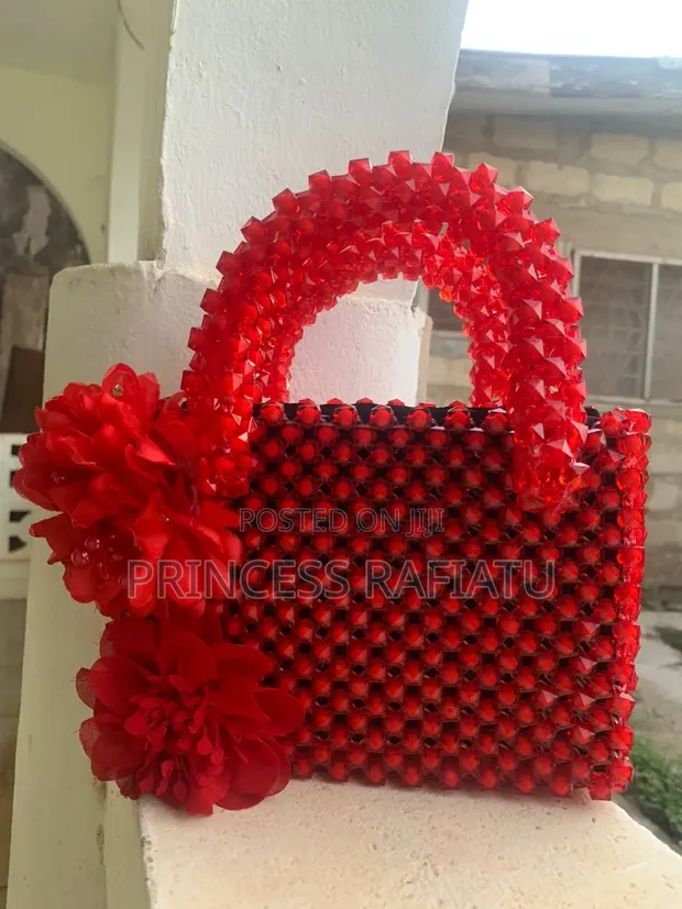 Handmade Beaded Bag - Red - 1