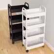 Two 4-Tier Rolling Utility Carts (White & Black) - 2