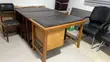 Solid Wood Office Desk with Drawers & Leatherette Top - 3