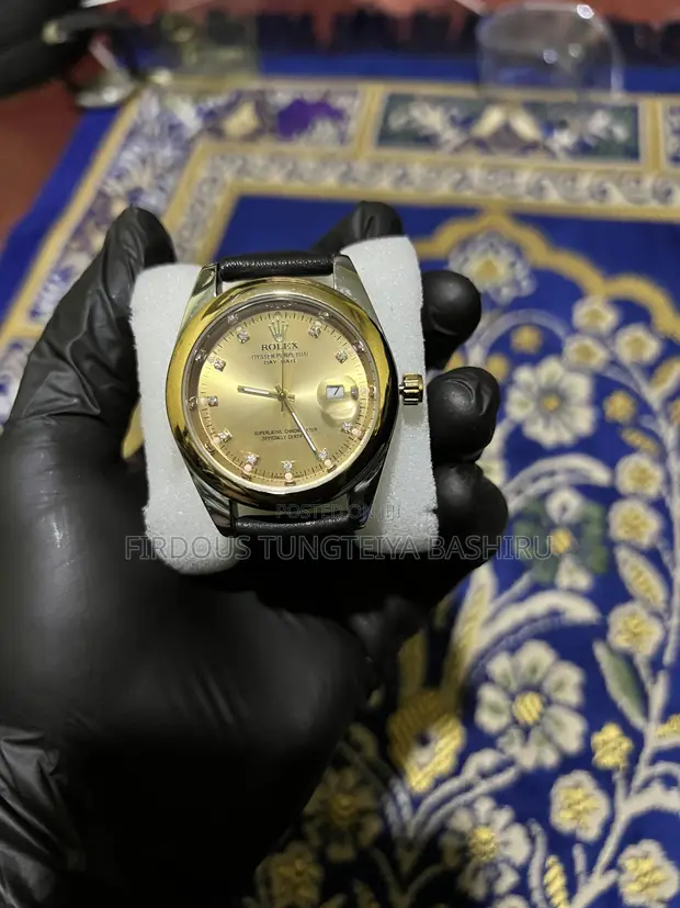 Rolex Gold Dial Classic Black Leather Edition - 1
