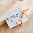 The Golden Bloom Trio Earrings Set - 3