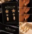 The Golden Bloom Trio Earrings Set - 4