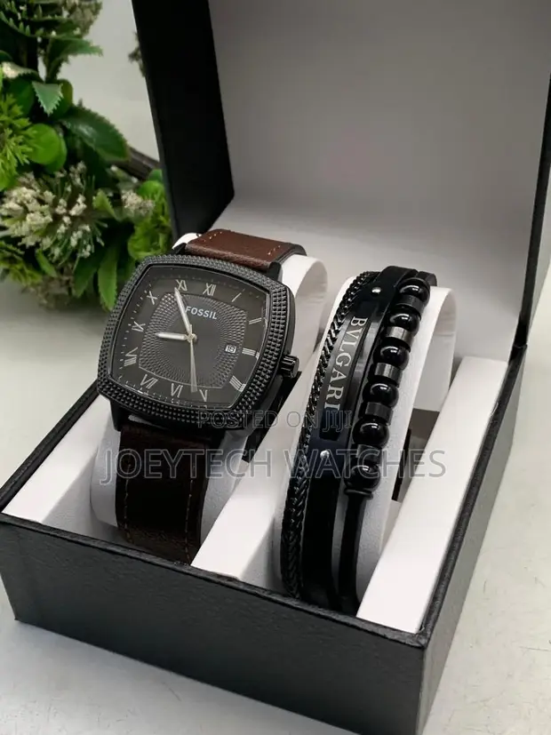 Fossil Watch and Bracelet Gift Set for Men - 1