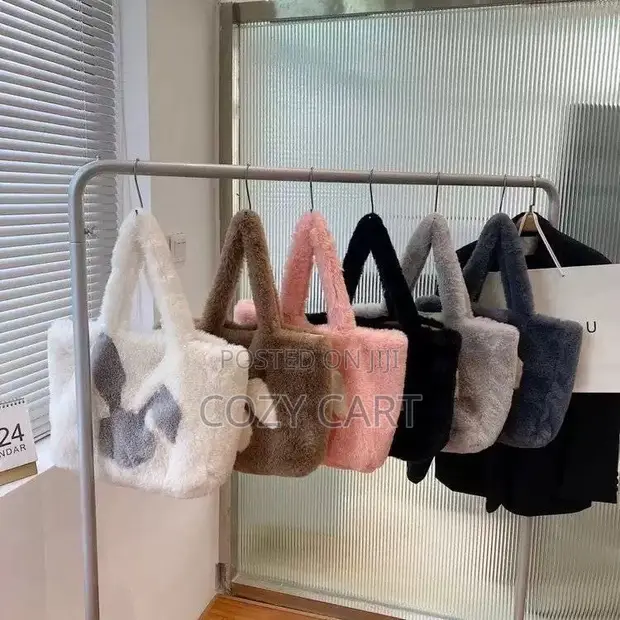 Fluffy Tote Bag - Black - 1