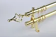 Double Gold Curtain Rod with Twisted Cage Finials - 1