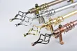 Double Gold Curtain Rod with Twisted Cage Finials - 2