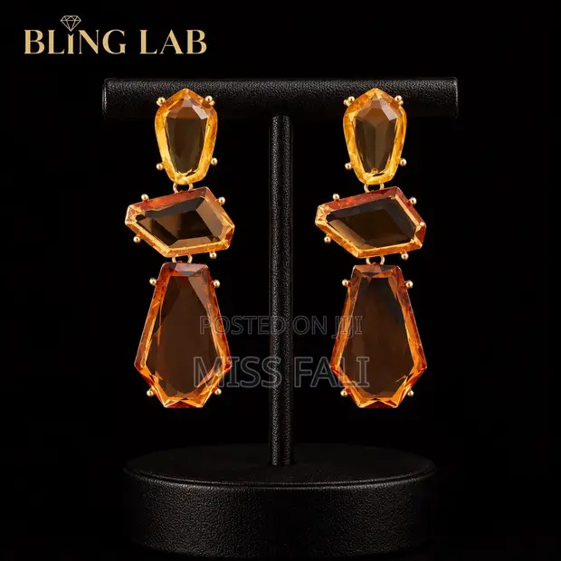 Amber Noir Geometric Drop Earrings - 1