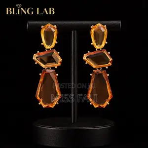 Amber Noir Geometric Drop Earrings