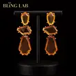 Amber Noir Geometric Drop Earrings - 1