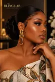 Amber Noir Geometric Drop Earrings - 2