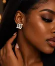 Sculpted Frame Stud Earrings - 2