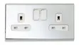 Deta 8632CHW Slimline Screwless 2 Gang 13A Switch Socket Chrome White - 1