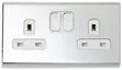 Deta 8632CHW Slimline Screwless 2 Gang 13A Switch Socket Chrome White - 2