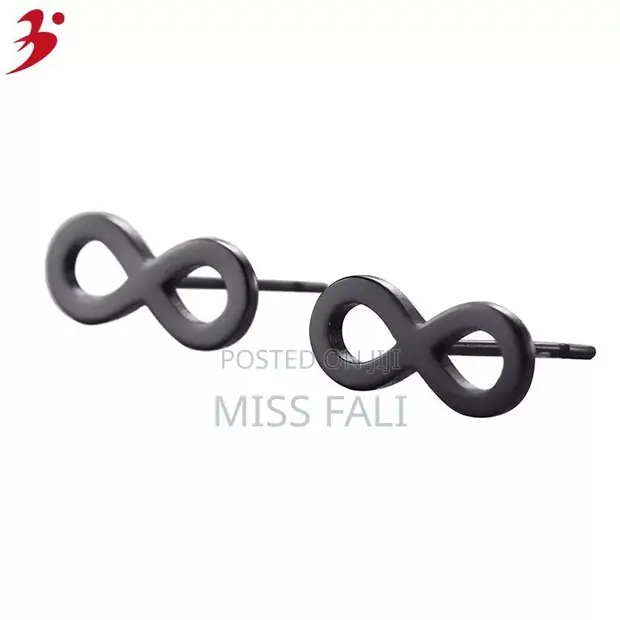 Infinity Stud Earrings - Black - 1