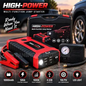 High-Power Multi-Function Jump Starter - 1000A Peak, 150 PSI Compressor