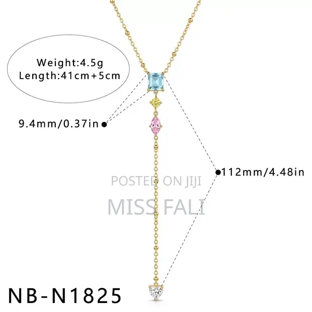 Prismé Lariat Necklace - Gold-Tone Blue, Yellow & Pink Crystals - 1