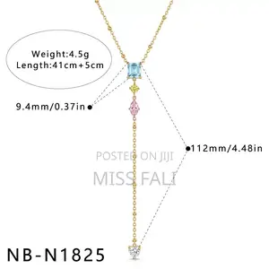 Prismé Lariat Necklace - Gold-Tone Blue, Yellow & Pink Crystals