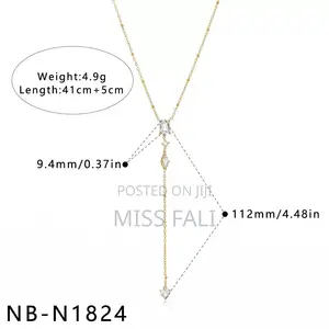 Prismé Lariat Necklace - Gold-Tone Blue, Yellow, Pink Crystals