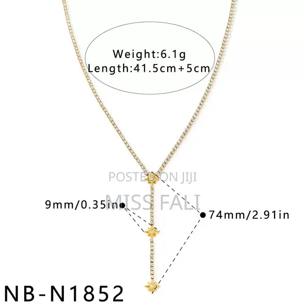 Starlight Drip Necklace - Gold-Tone Tennis Y-Drop - 1