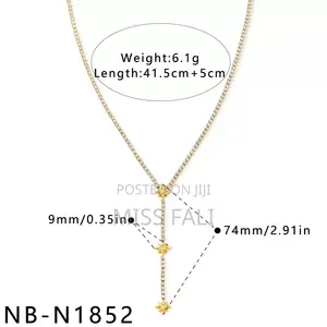 Starlight Drip Necklace - Gold-Tone Tennis Y-Drop