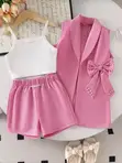 Angel Girls' 3-Piece Pink Bow Set - 3