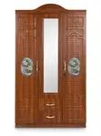 3-Door Wooden Wardrobe with Middle Glass - 2