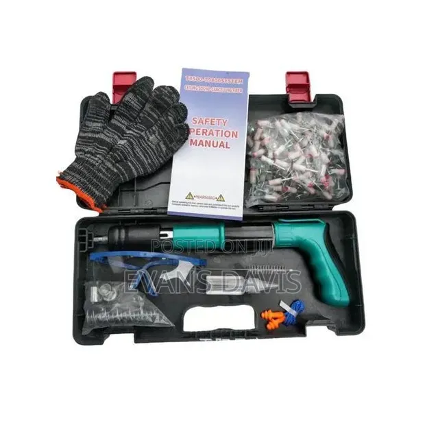 Brand New Nail Gun with 100 Nails & Gloves Set - 1
