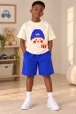 Snack Buddy Set - Boys' Cream T-Shirt & Blue Shorts (11-12 Years) - 2