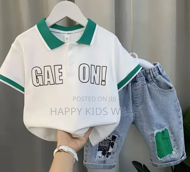 2pc Children's Polo Shirt and Jeans - 1