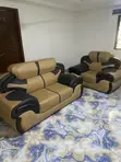 Royal Comfort Brown Leather Sofa Set with Bed Frame - 1