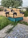 Royal Comfort Brown Leather Sofa Set with Bed Frame - 2