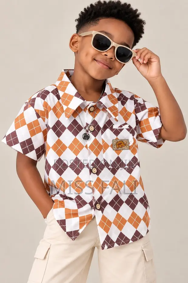 Rust and Cocoa Argyle Shirt - 9-10 Years - 1