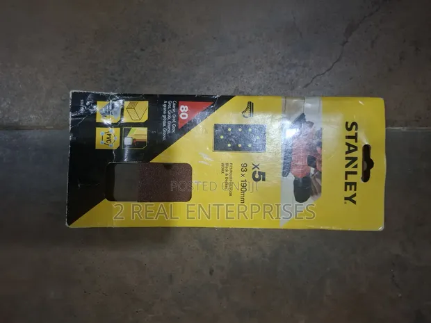 Stanley 93mm x 190mm 1/3 Sheet Sanding Sheets (5-Pack, 80 Grit) - 1