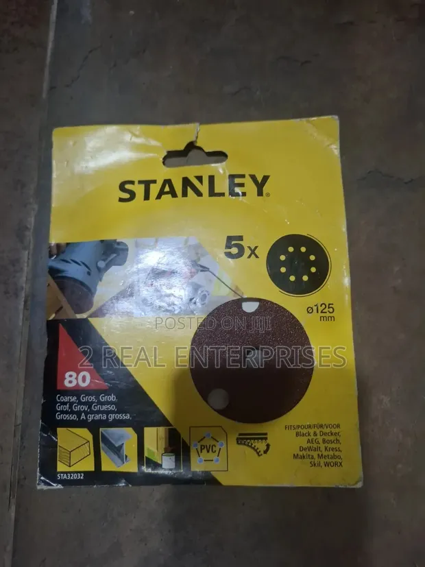 Stanley 125mm 80 Grit Quick Fit ROS Sanding Discs (5-Pack) - 1